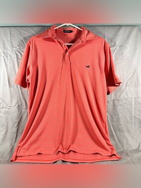 B-033 Southern Marsh Men’s Striped Coral Polo Shirt Small